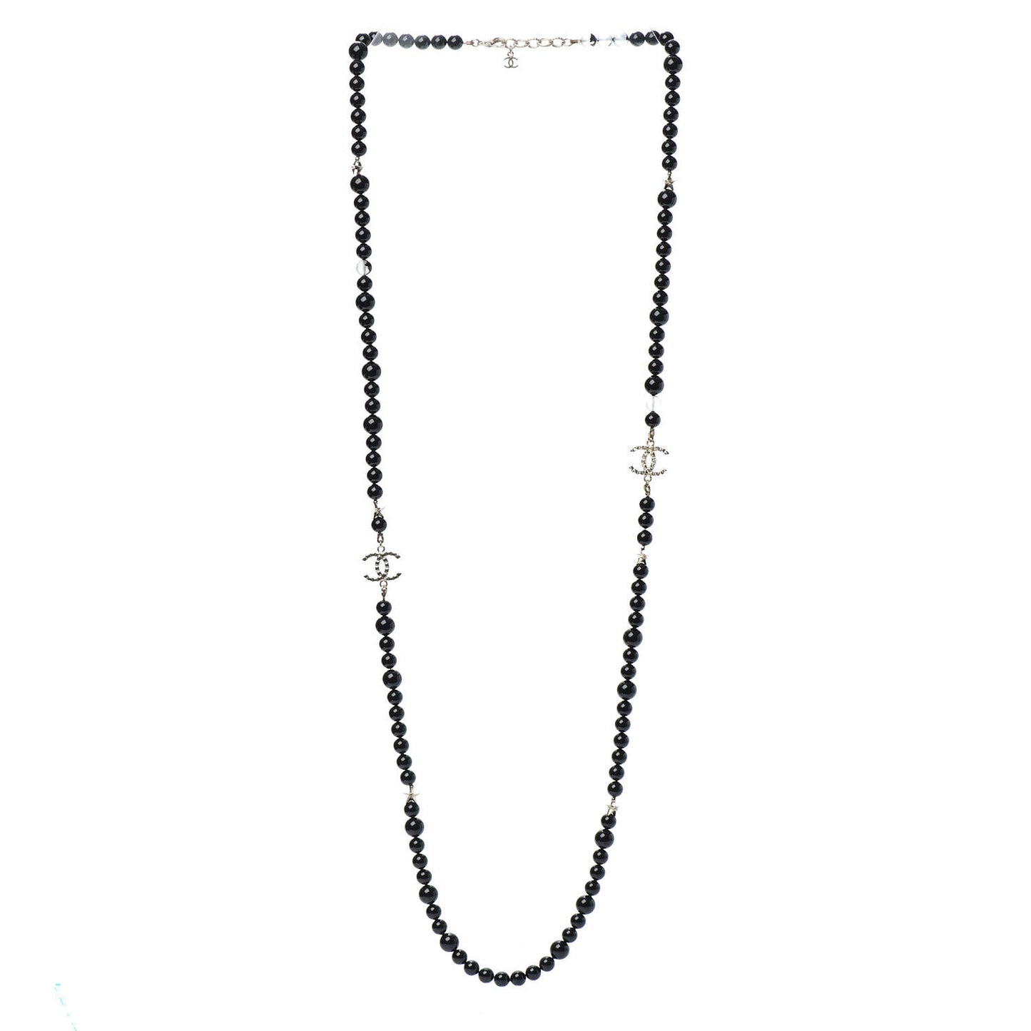 Beaded CC Star Necklace Black