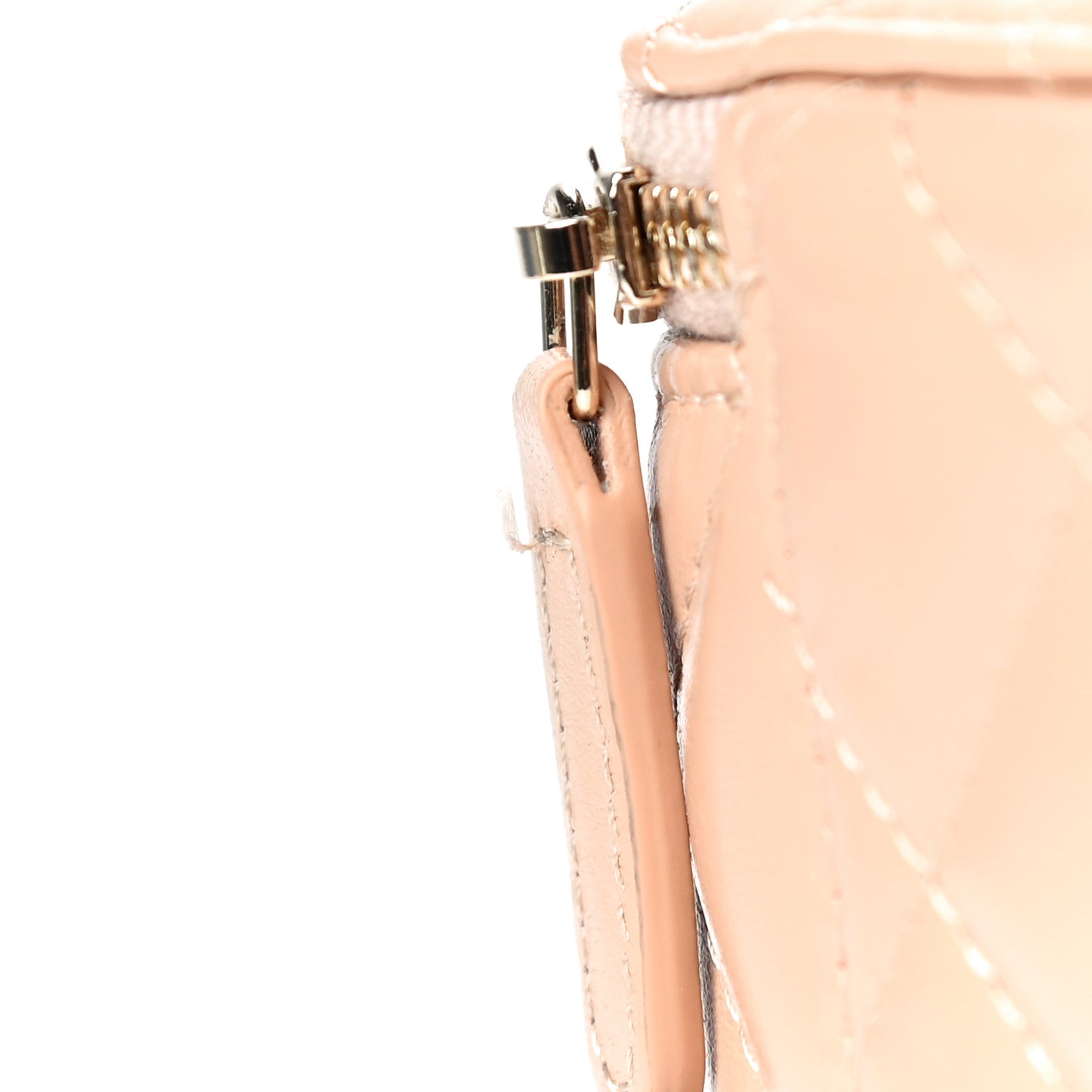 Calfskin Quilted Mini Perfect Fit Vanity Case With Chain Beige