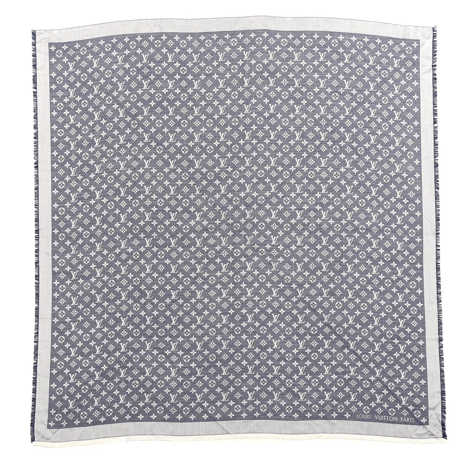 Louis Vuitton Silk Wool Monogram Denim Shawl Blue 1 of 4