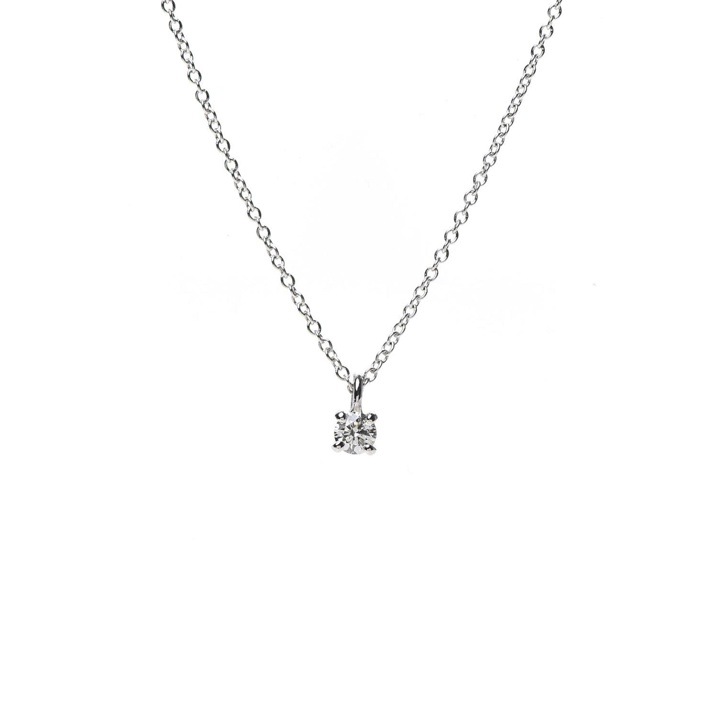 Platinum Diamond .12ct Solitaire Pendant Necklace