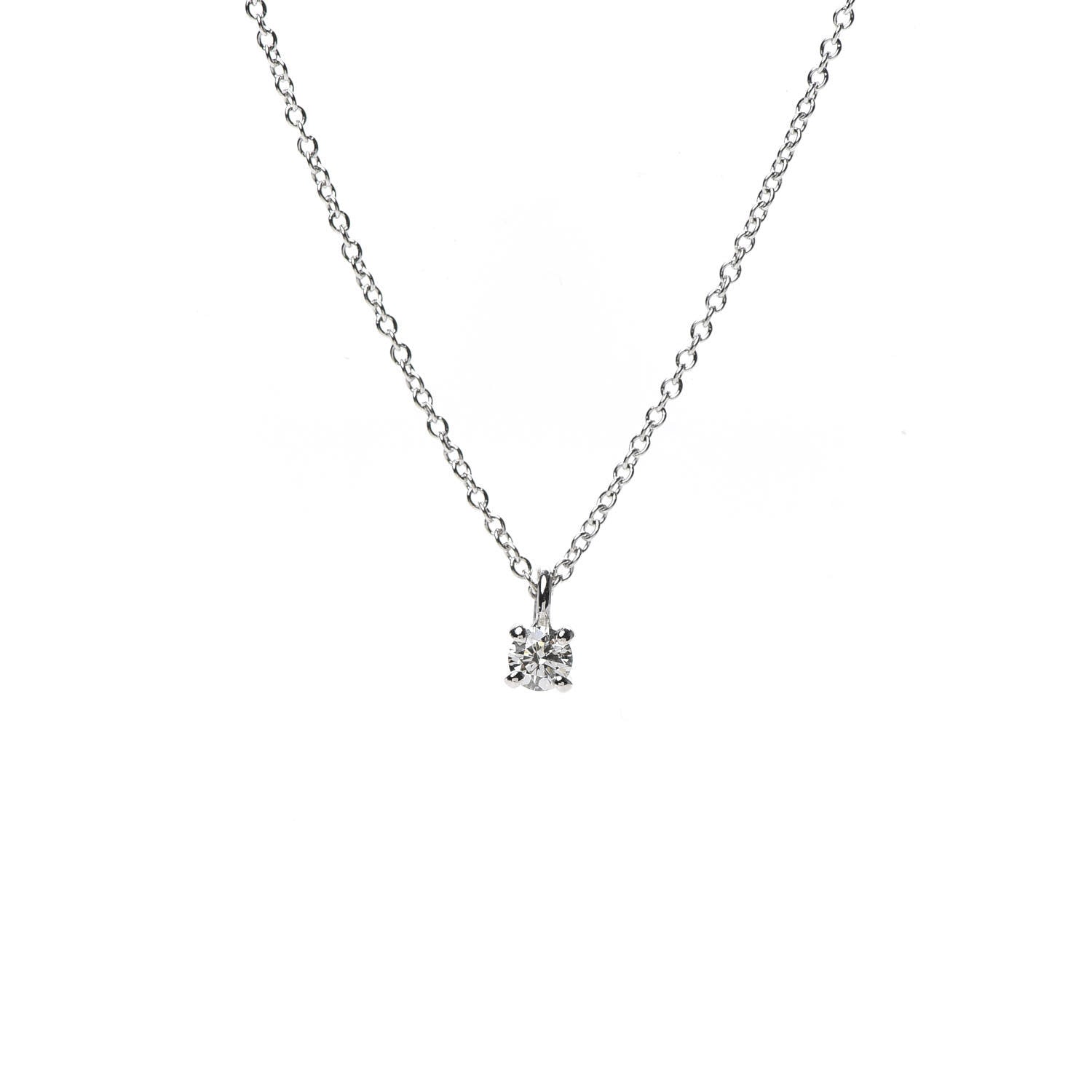 Tiffany Platinum Diamond .12ct Solitaire Pendant Necklace 4 of 6
