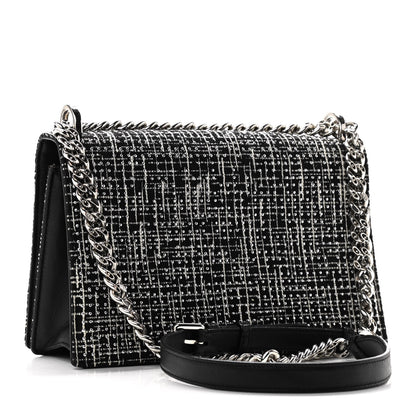 Christian Dior Tweed Embellished Diorama Flap Bag Black White 3 of 13