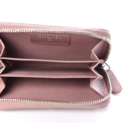 Chanel Metallic Caviar Chevron Quilted Vintage Mademoiselle Zip Coin Purse Pink 5 of 8
