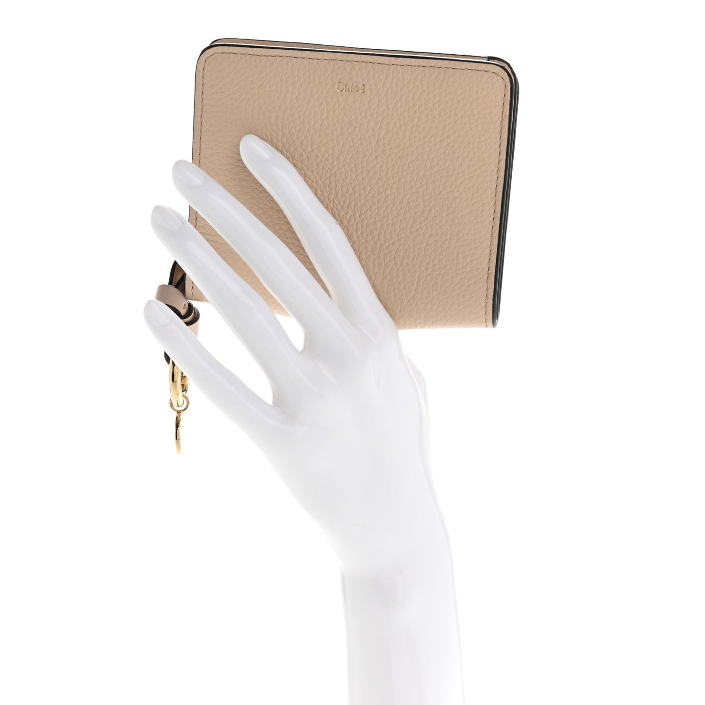 Grained Calfskin Alphabet Compact Wallet Nude