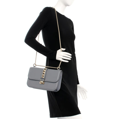 Valentino Garavani Vitello Medium Glam Lock Rockstud Flap Light Stone 2 of 7