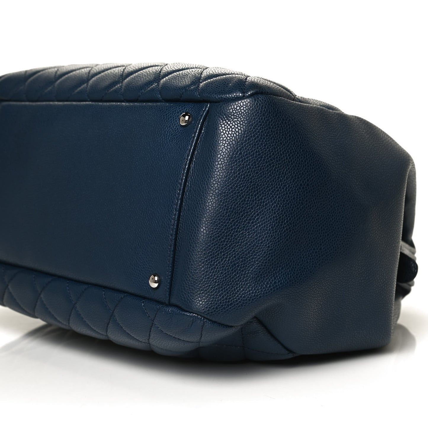 Caviar Quilted Framed Bowling Bag Blue