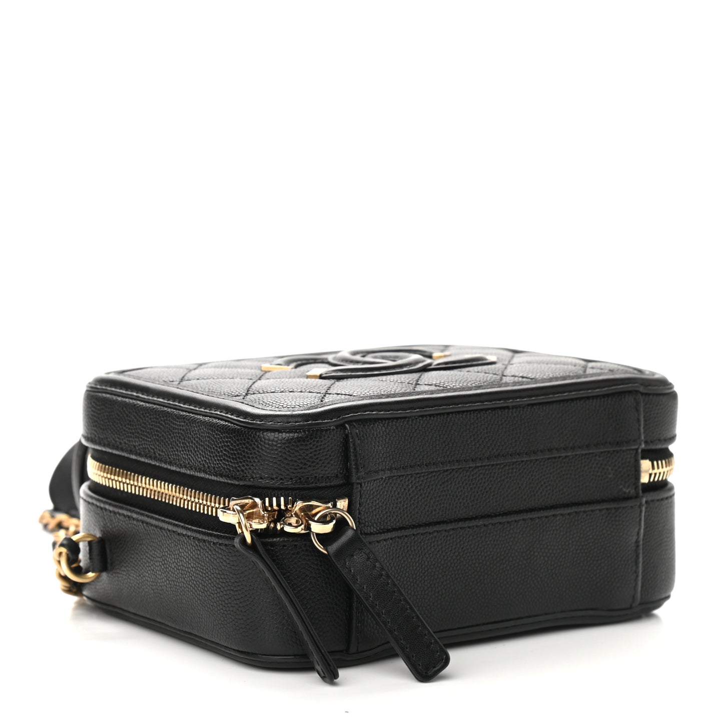Caviar Quilted Small CC Filigree Vanity Case Black