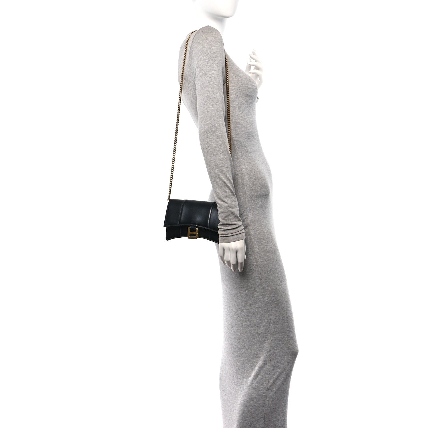 Balenciaga Shiny Box Calfskin Hourglass Chain Bag Black 2 of 11