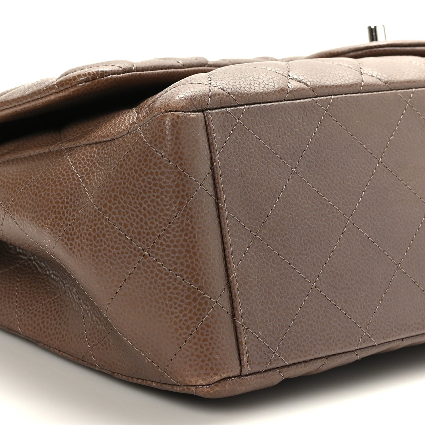 Caviar Quilted Maxi Single Flap Taupe