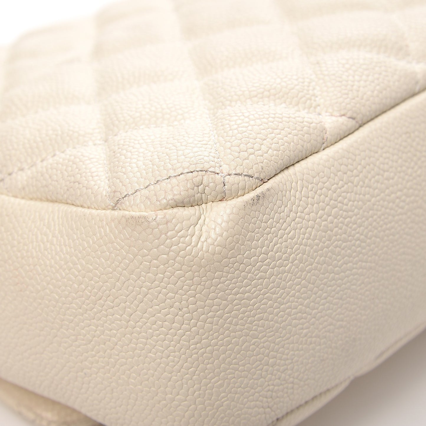 Caviar Quilted Jumbo Easy Flap Dark White