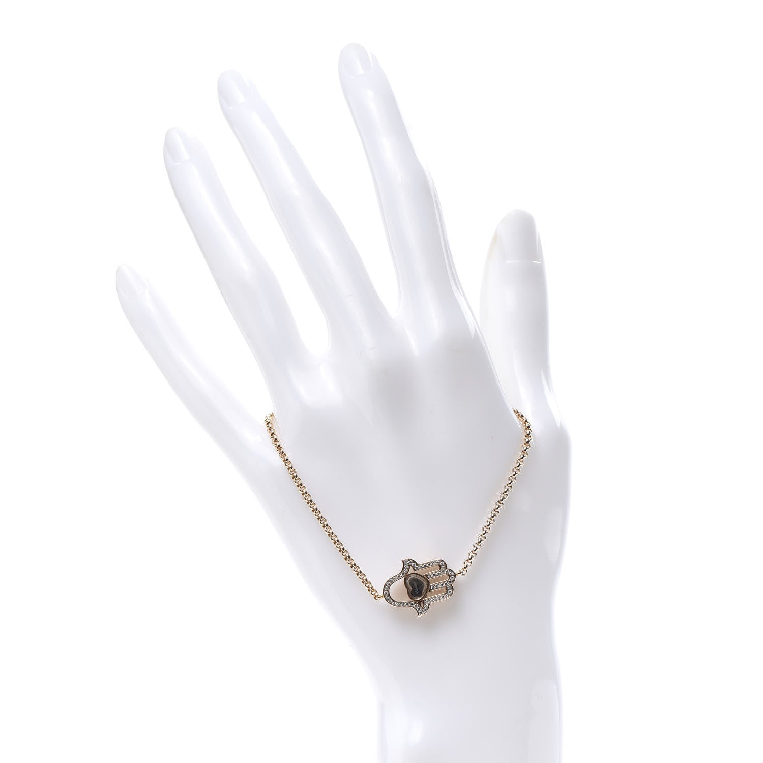 Chopard 18K Rose Gold Diamond Happy Diamonds Good Luck Charm Hamsa Bracelet 2 of 7