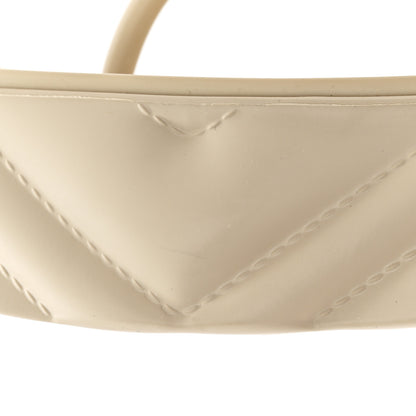Gucci Rubber Chevron Logo Embossed Womens Thong Platform Sandals 37 White 10 of 11