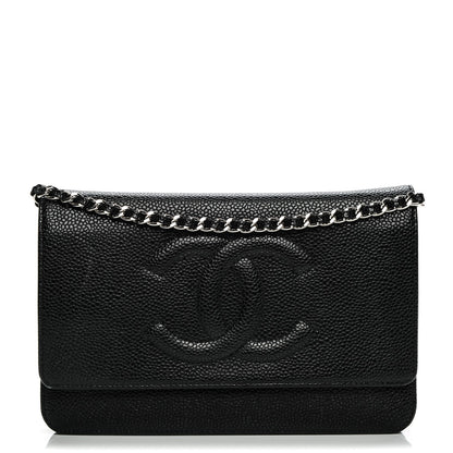 Chanel Caviar Timeless CC Wallet On Chain WOC Black 1 of 8