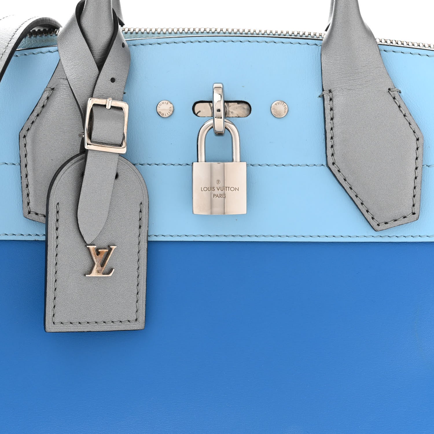 Louis Vuitton Calfskin City Steamer PM Silver Blue 7 of 11