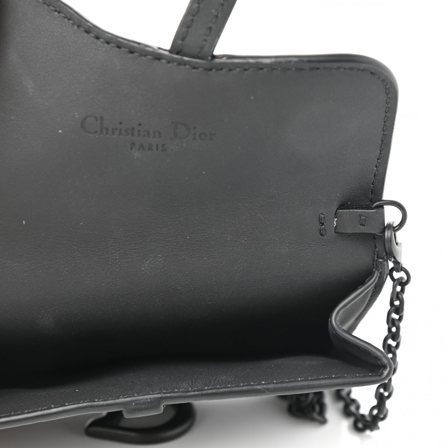 Ultra Matte Calfskin Nano Saddle Chain Pouch Black