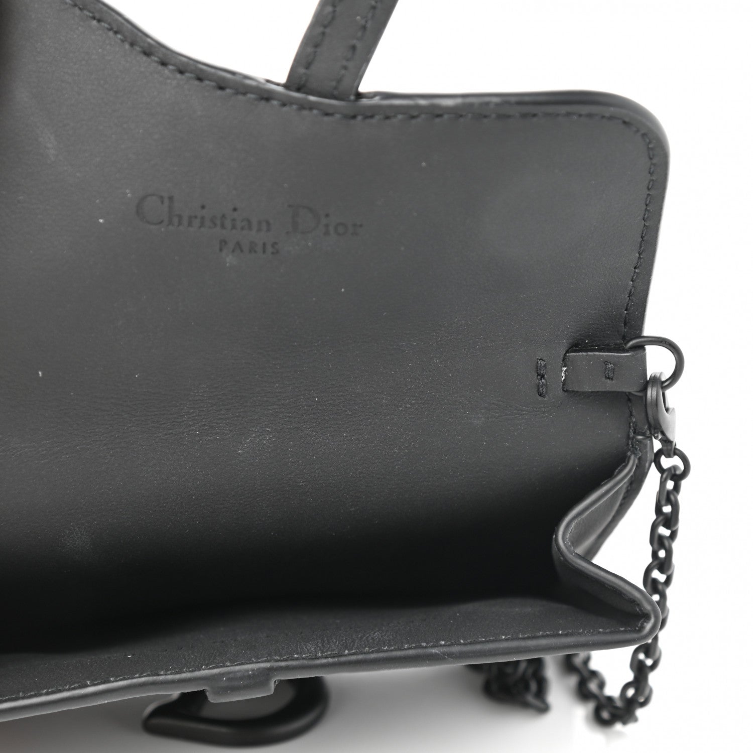 Christian Dior Ultra Matte Calfskin Nano Saddle Chain Pouch Black 4 of 7