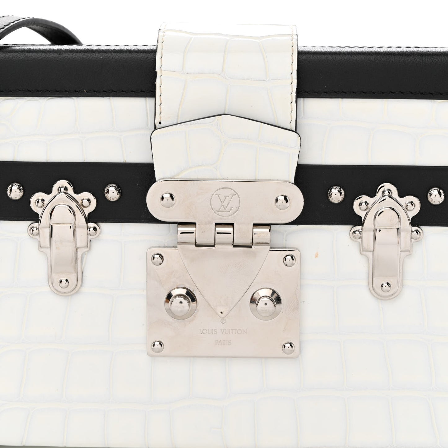 Alligator Petite Malle White Black