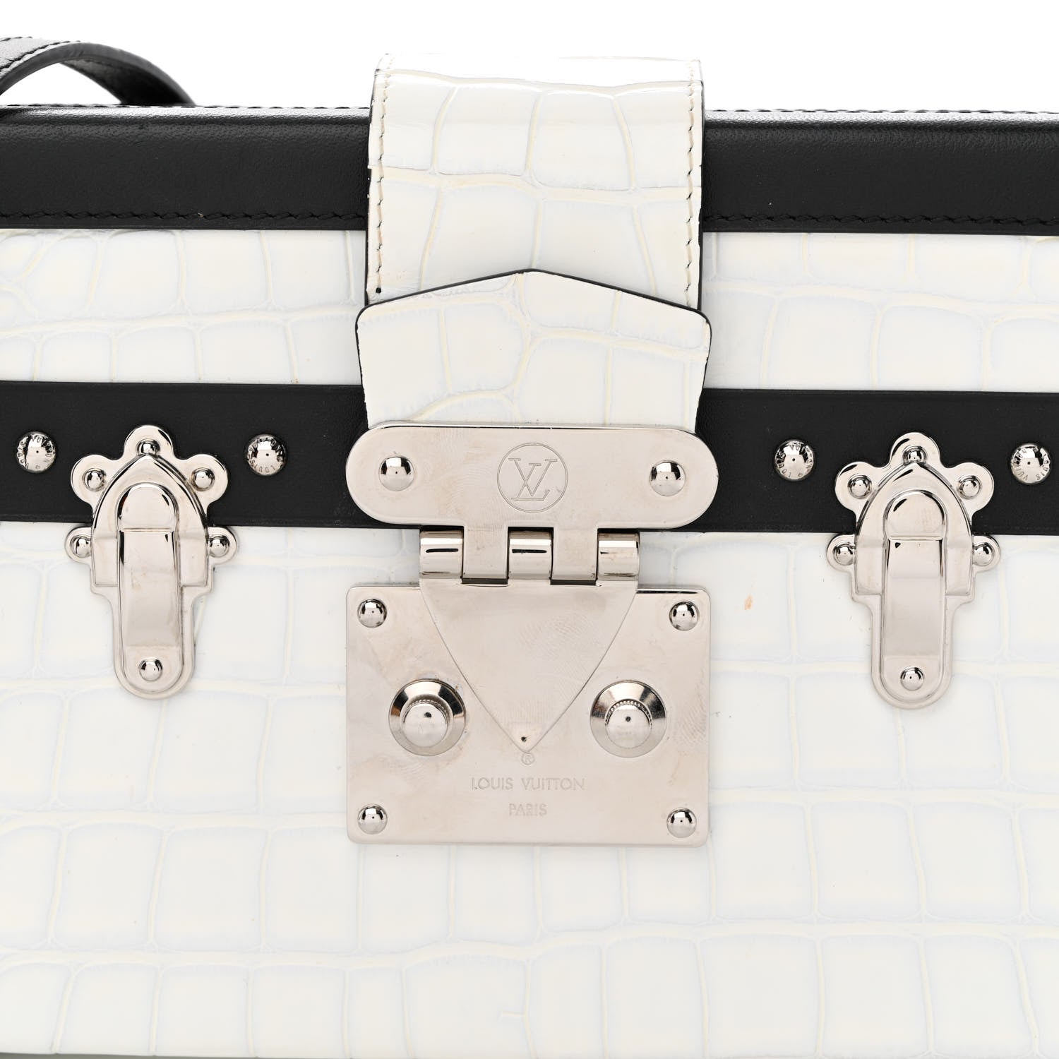 Louis Vuitton Alligator Petite Malle White Black 8 of 11