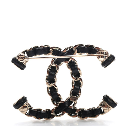 Chanel Lambskin Chain CC Brooch Black Gold 3 of 4
