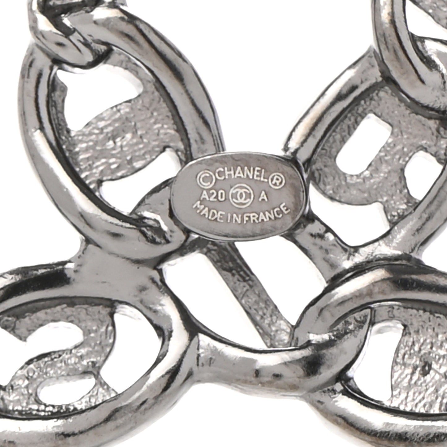 Ruthenium Crystal Paris Chain CC Chain Logo Brooch