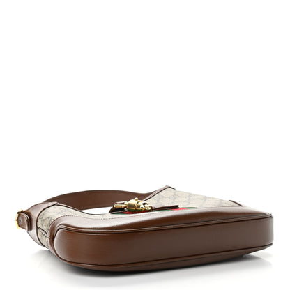 Gucci GG Supreme Monogram Azalea Calfskin Web Small Jackie 1961 Hobo Beige Ebony Brown Sugar 4 of 9