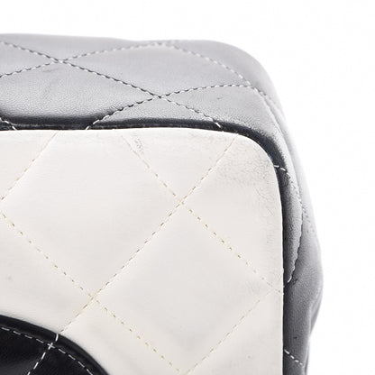 Chanel Lambskin Quilted Colorblock Jumbo Double Flap Black White Beige 13 of 19