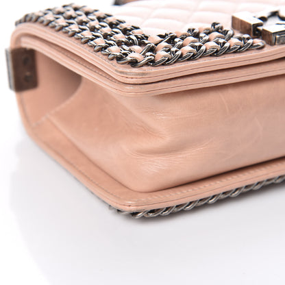 Chanel Glazed Calfskin Small Boy Chained Flap Pink 9 of 11