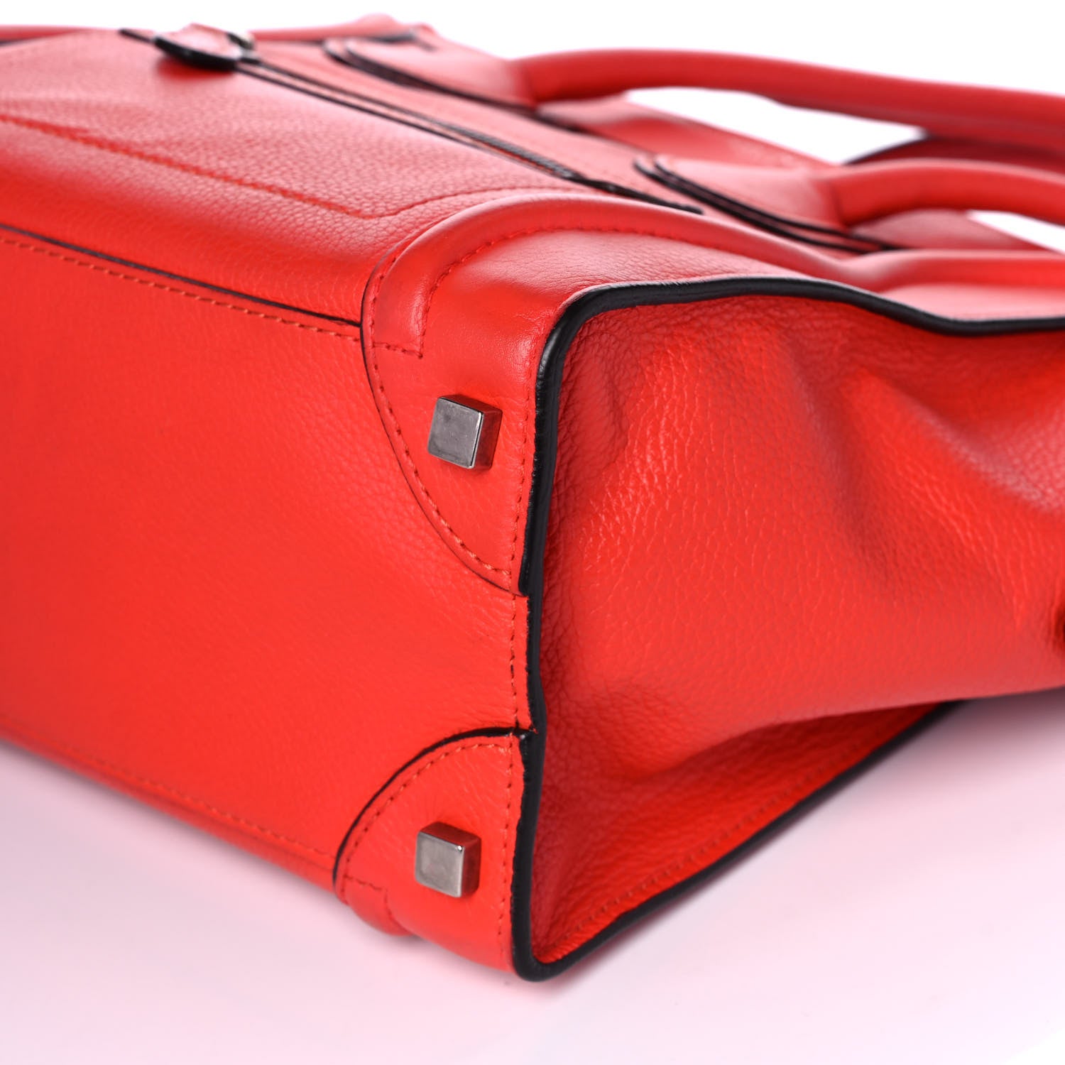 Celine Drummed Calfskin Micro Luggage Coquelicot 6 of 10