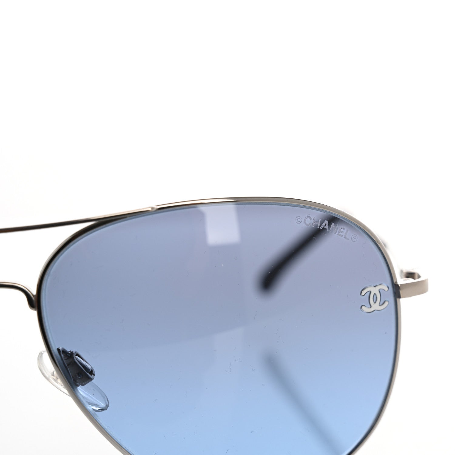 Chanel Metal Pilot Aviator CC Sunglasses 4189-T-Q Silver 7 of 8