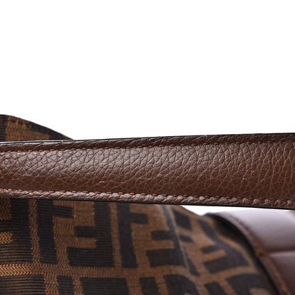 Fendi Zucca Vitello Artic Small Clasp Top Hobo Bag Tobacco Castagna 9 of 10