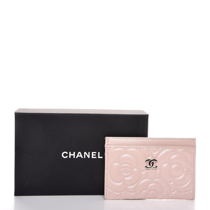 Chanel Lambskin Camellia Embossed Card Holder Nude 9 of 9