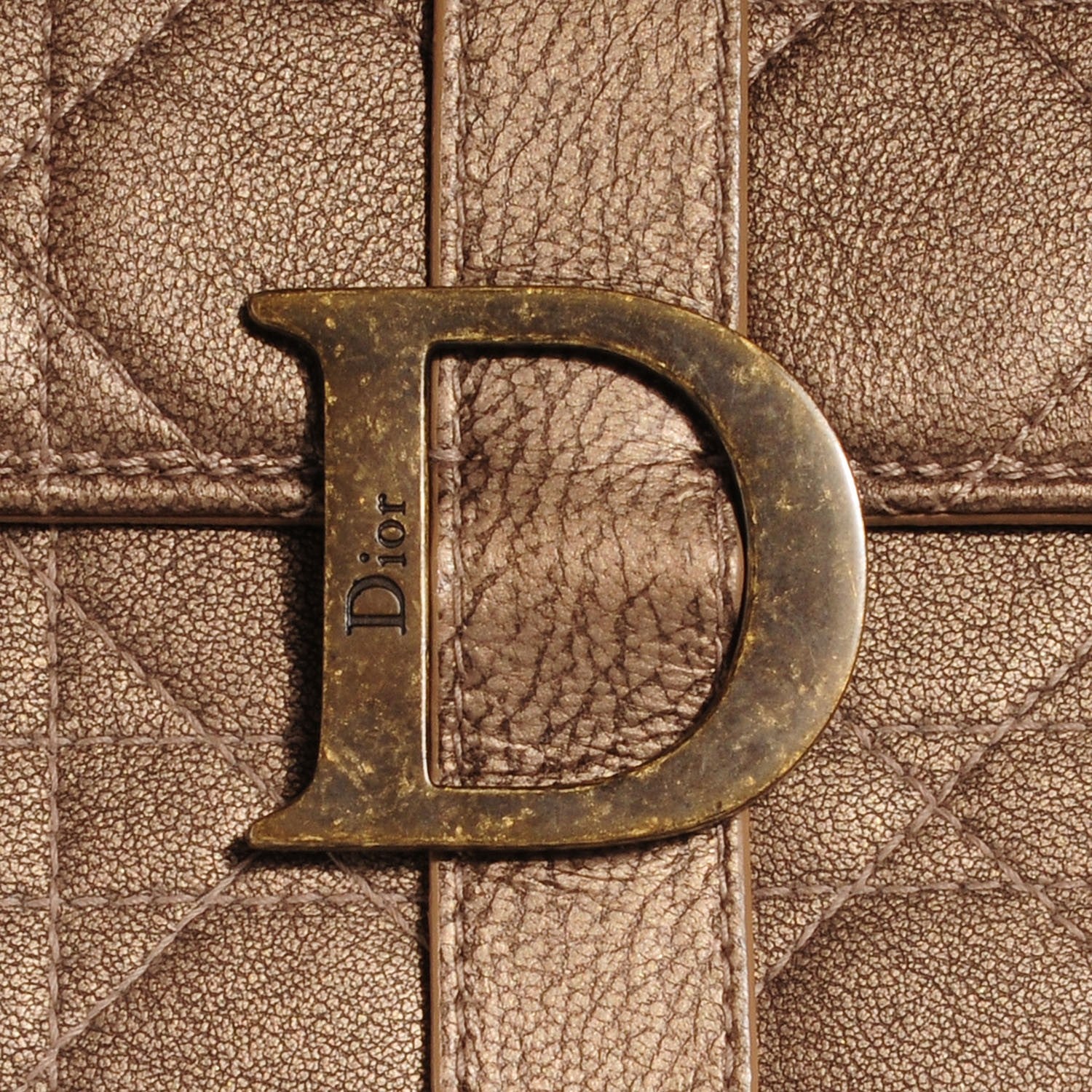 Christian Dior Leather Cannage Clutch Wristlet Gold 5 of 8