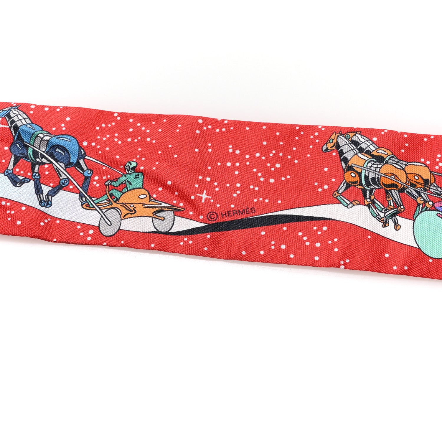 Hermes Silk Space Derby Twilly Rouge Vert Bleu 3 of 3