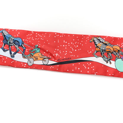 Hermes Silk Space Derby Twilly Rouge Vert Bleu 3 of 3