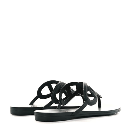 Hermes Rubber Womens Egerie Sandals 38 Black 4 of 8