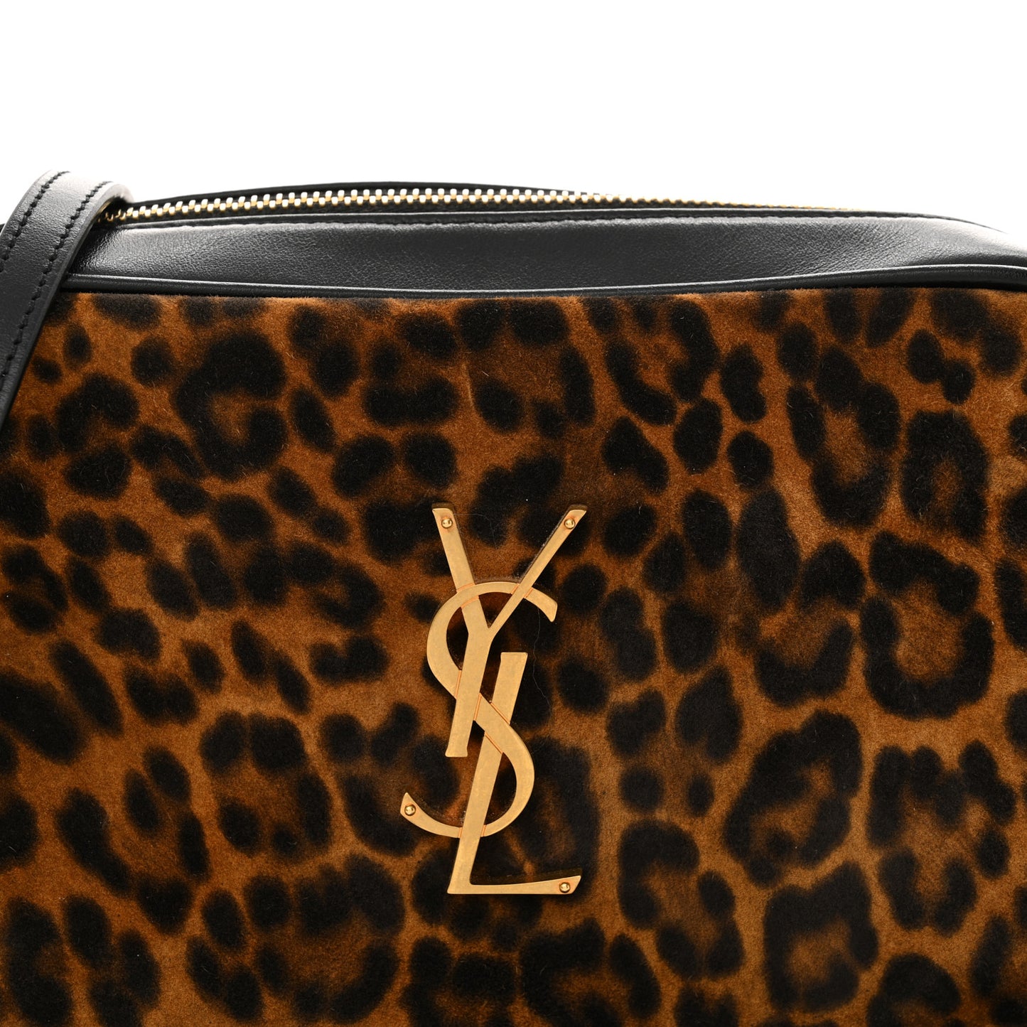 Calfskin Leopard Print Monogram Lou Camera Bag Black