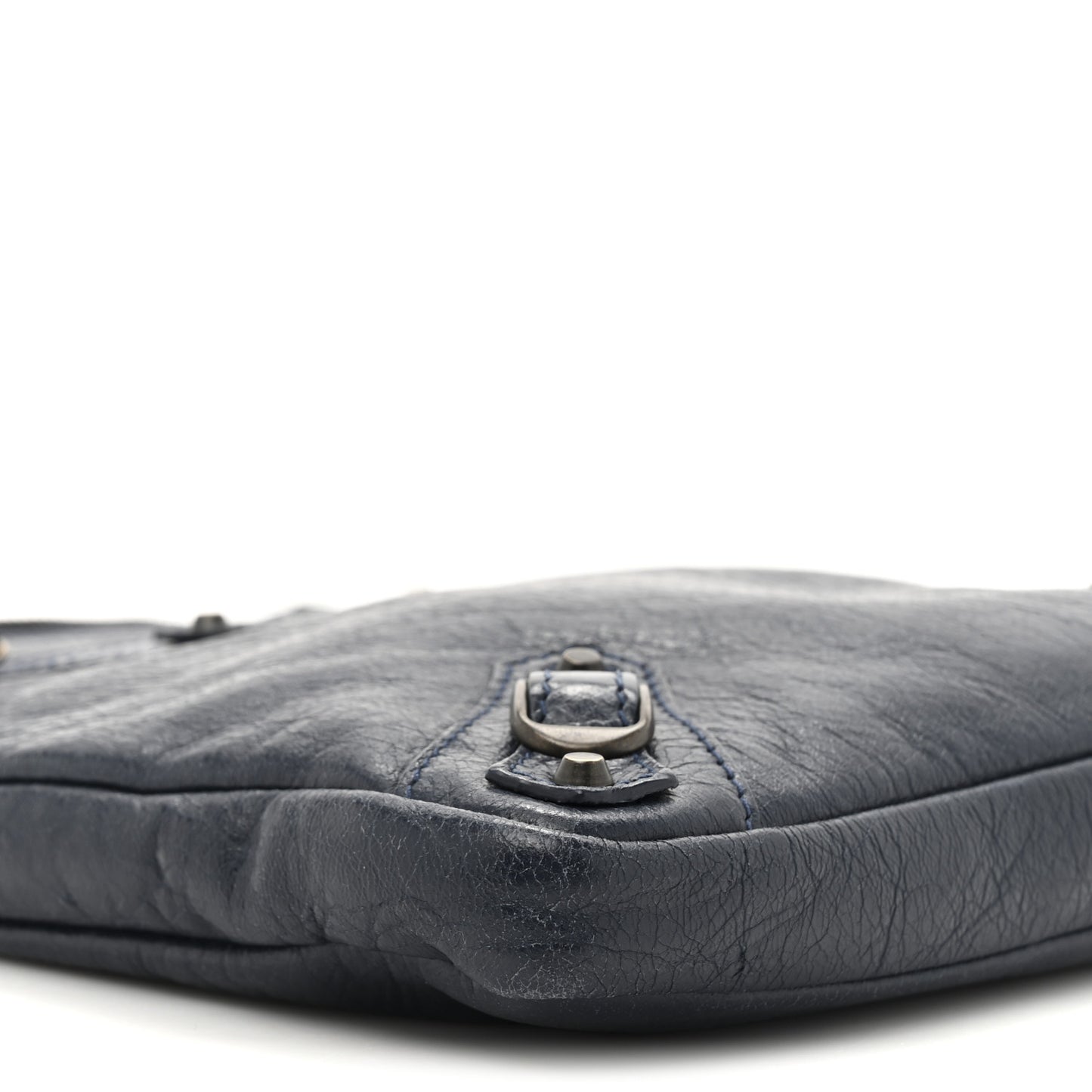 Agneau Classic Hardware Flat Crossbody Bleu Obscur