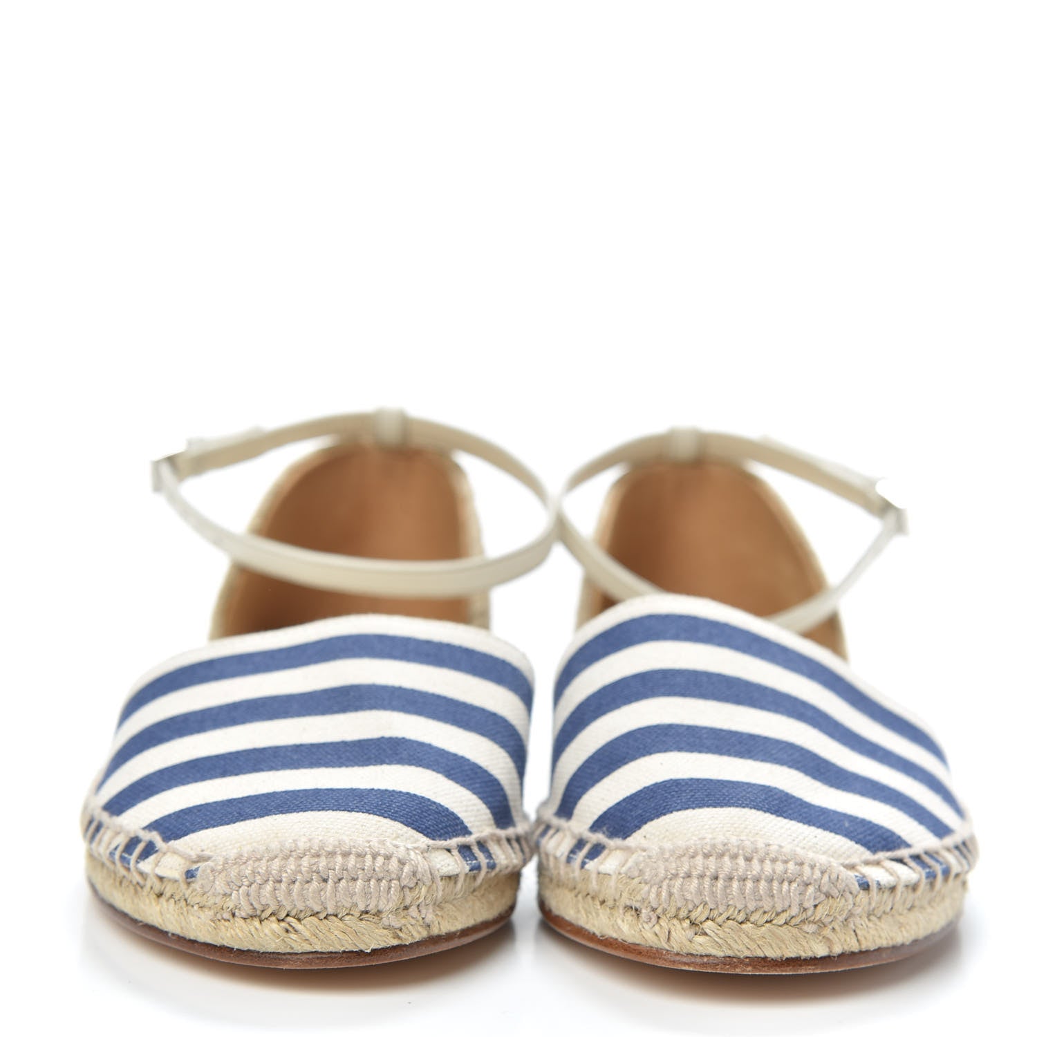 Gucci Canvas Striped Espadrilles 37.5 Blue White 2 of 8
