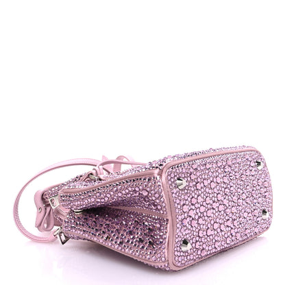 Prada Satin Crystal Mini Galleria Double Zip Tote Alabastro 4 of 11