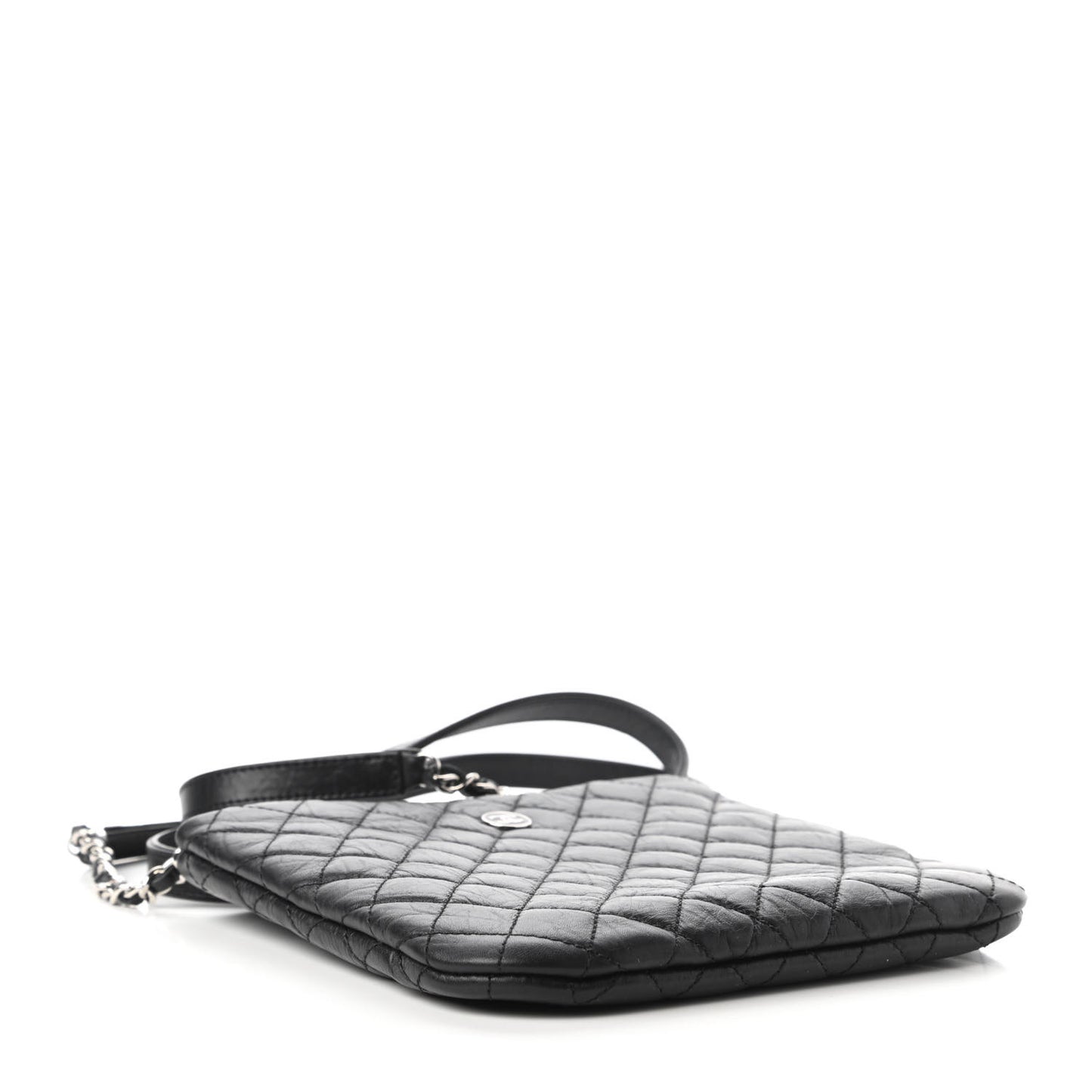 Aged Calfskin Quilted Crossbody Bag Black
