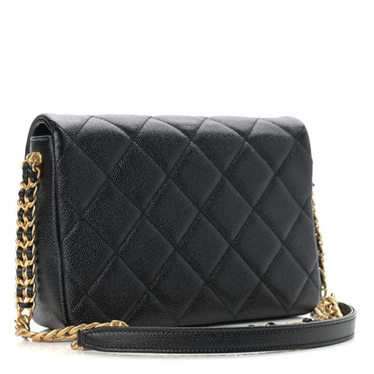 Chanel Shiny Caviar Quilted Small Chain Melody Flap Black 3 of 10