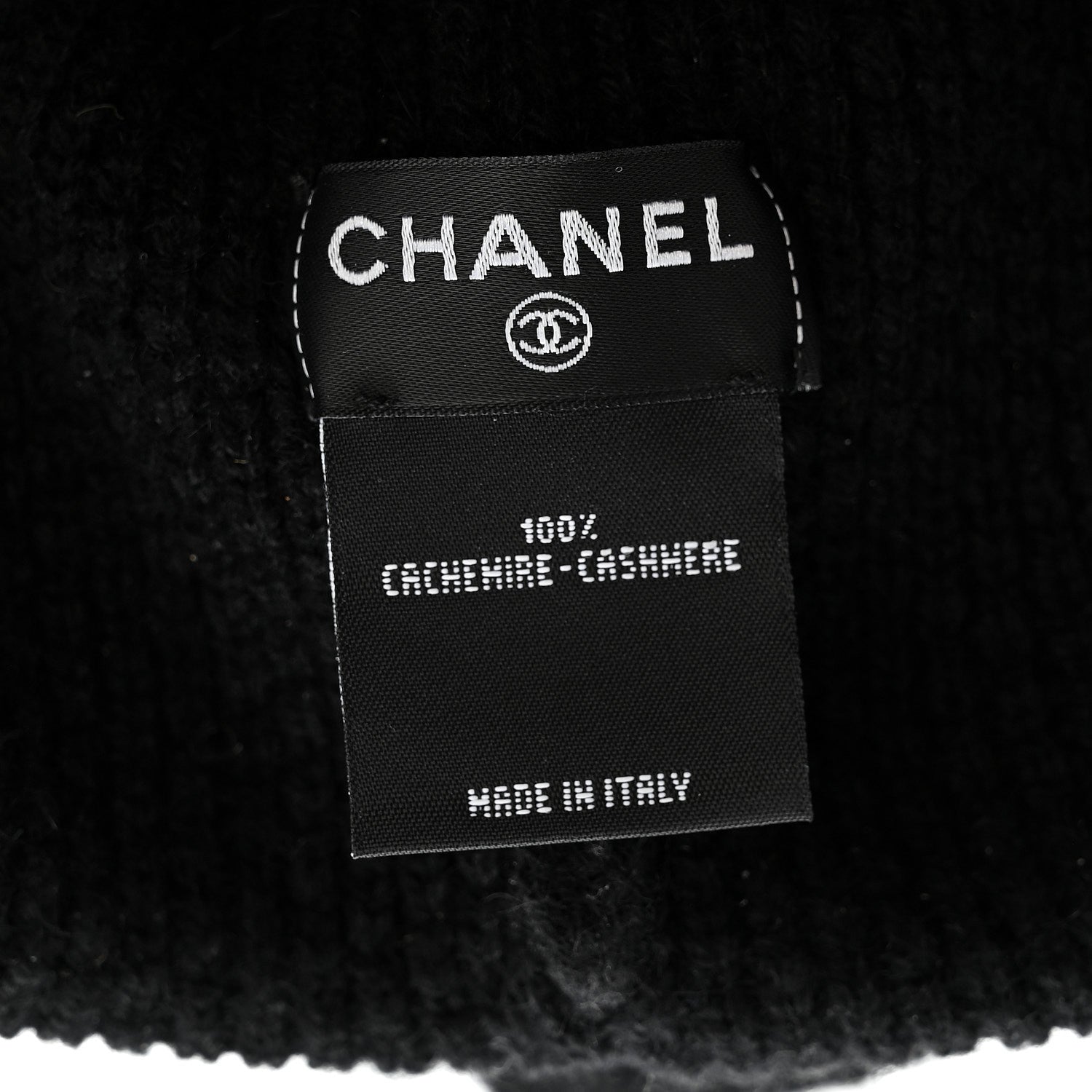 Chanel Cashmere CC Logo Beanie Hat Black Black 4 of 4