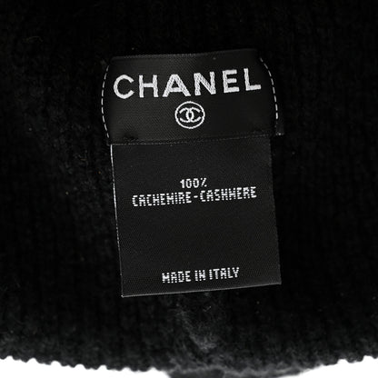 Chanel Cashmere CC Logo Beanie Hat Black Black 4 of 4