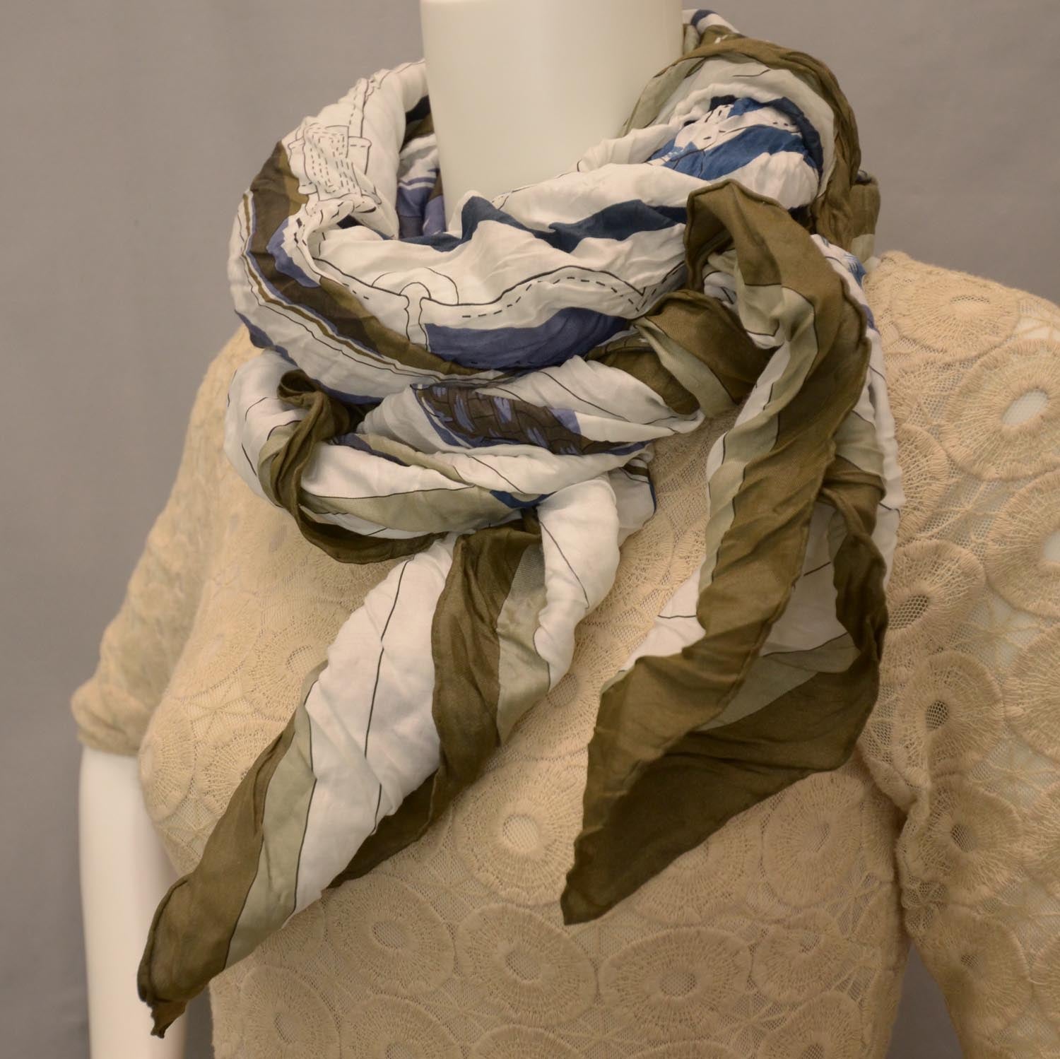 Hermes Cotton Silk Coaching Scarf Shawl 140 Blanc Cigare 10 of 10