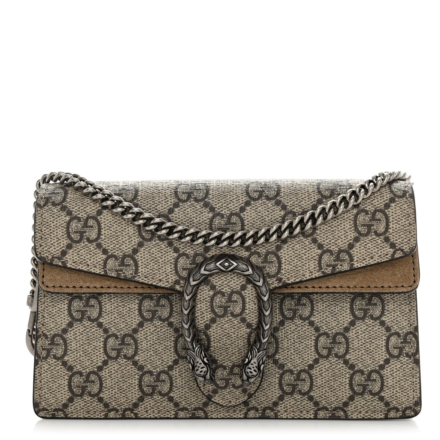 Gucci GG Supreme Monogram Super Mini Dionysus Shoulder Bag Taupe 1 of 9