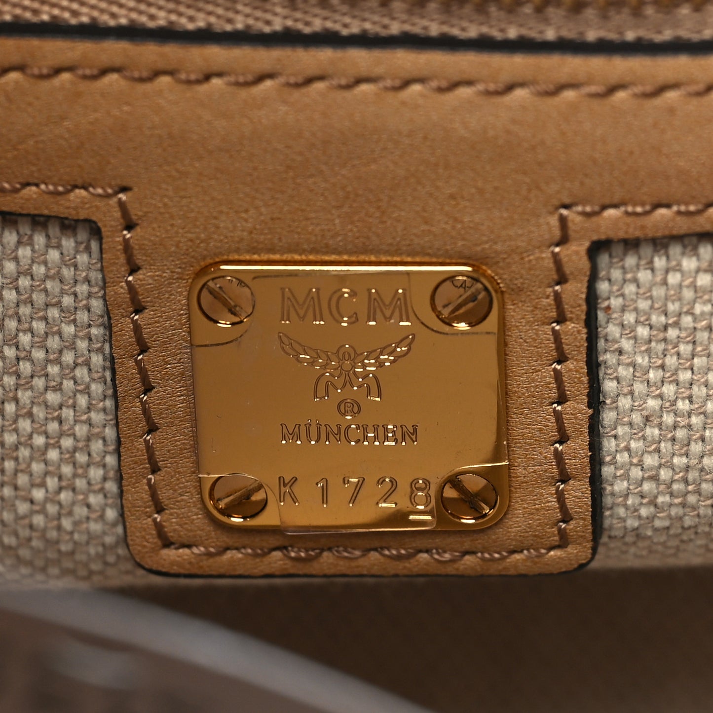 Striped Visetos Small Kathy Double Zip Tote Beige