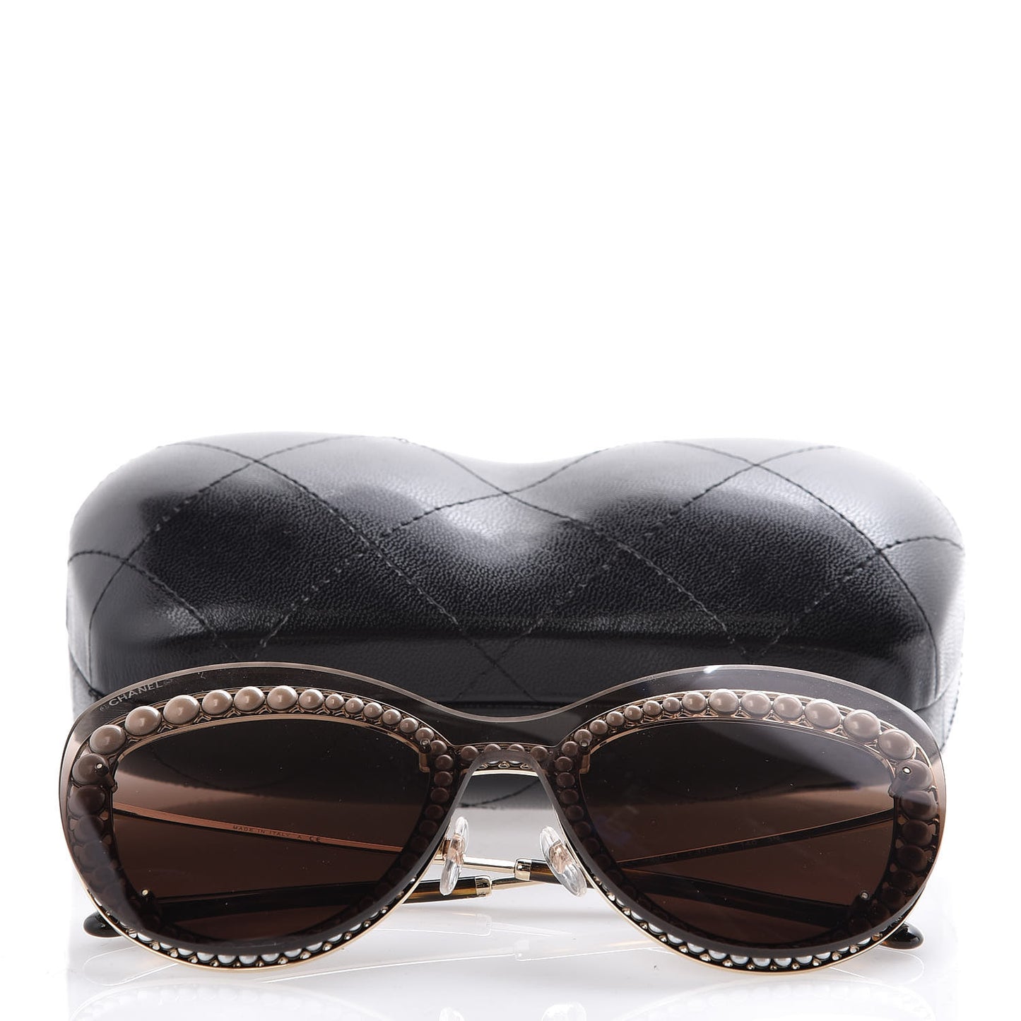 Acetate Metal Pearl Butterfly Sunglasses 4236-H Brown