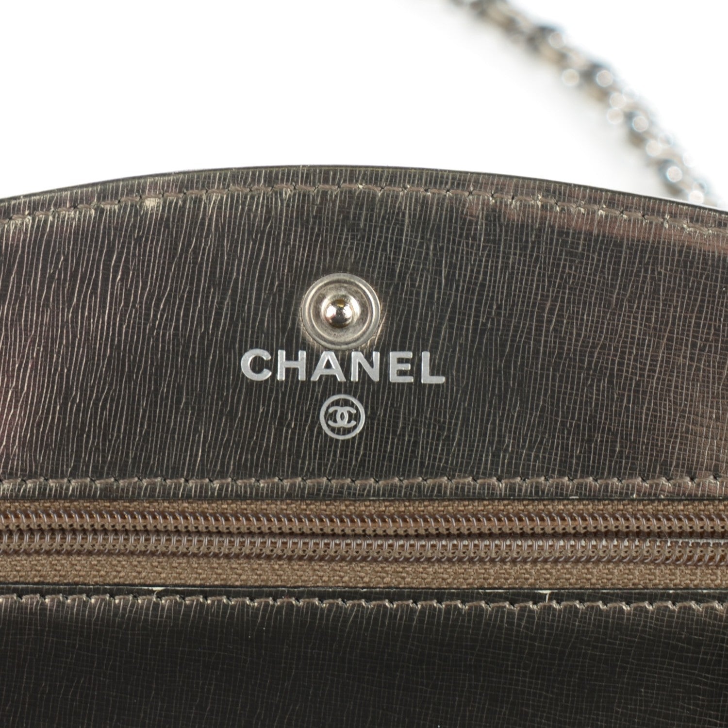 Chanel Metallic Calfskin Timeless CC Wallet on Chain WOC Bronze 6 of 9