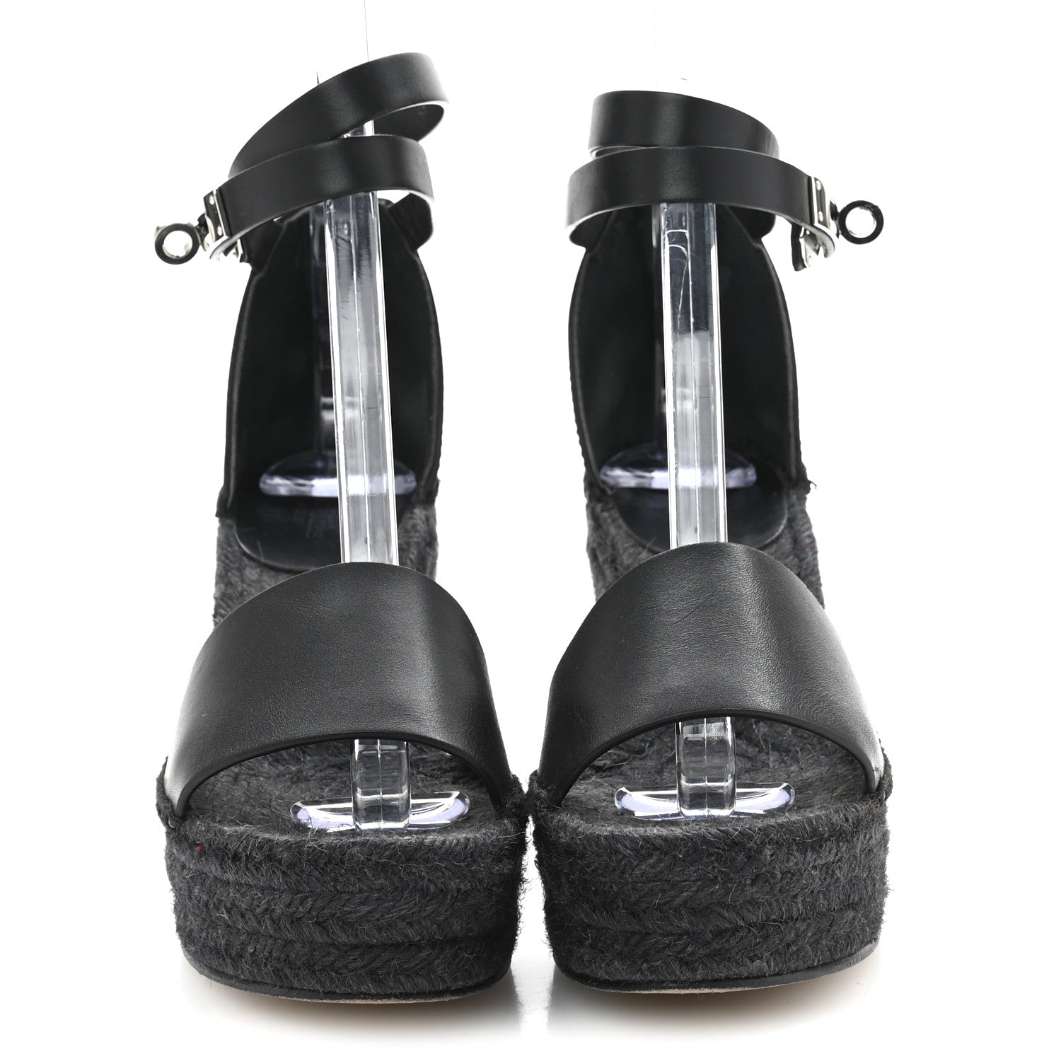 Hermes Calfskin Tipoli Espadrille Wedges 38 Black 3 of 14