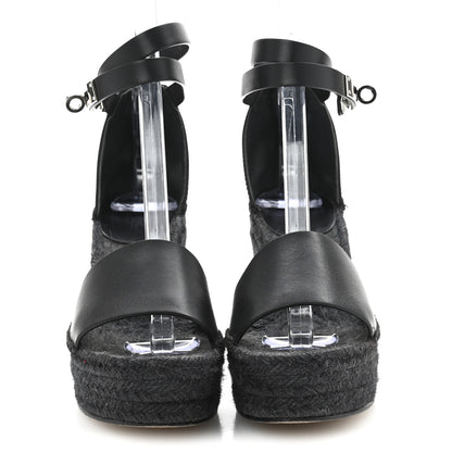 Hermes Calfskin Tipoli Espadrille Wedges 38 Black 3 of 14